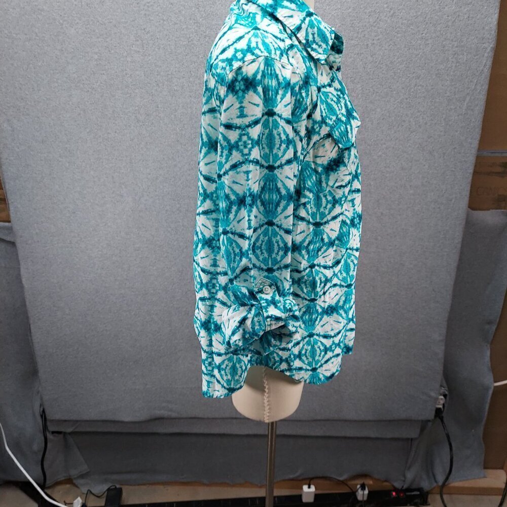 Jones New York Women's Sport 100% Linen Button Down Shirt tie-dye Design Size 1X - Picture 6 of 11